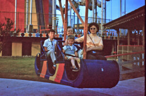 Neil, Mom, Me, and Nan in Amusement Park at the shore (1962)