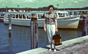 Mom at Flamingo Boat in Nassau (1962)