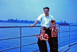 Bob, Me, and Dad wading (1961)