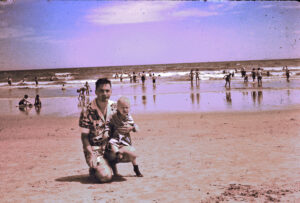 Bob and Dad at the shore (1958)