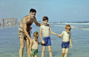 Dad and Kids at shore (1961)
