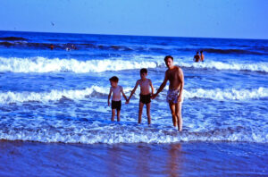 Bob, Me, and Dad wading (1961)