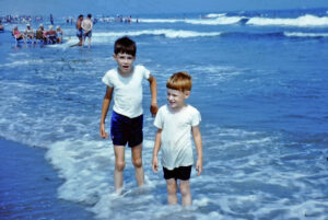 Me and Bob wading at shore (1961)