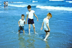 Neil, me, and Bob wading (1961)