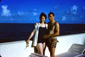 Mom and Dad on cruise to Nassau (1962)