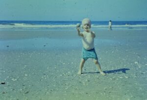 Neil playing catch at Beach (1961)