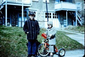 Me and Bob on driveway at Price Street (1961)