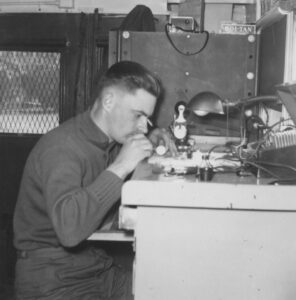 Dad repairing watches at Fort Bragg (1952)